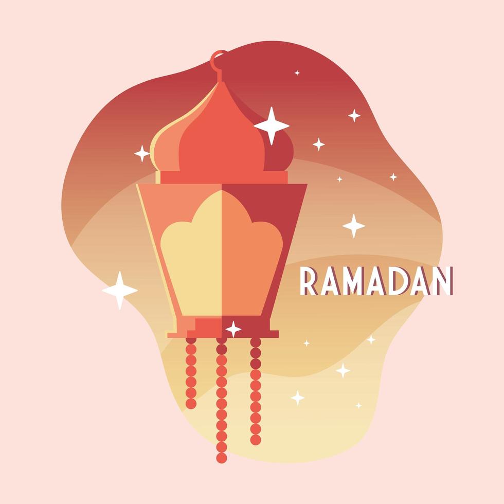 illuminated lamp with label ramadan vector