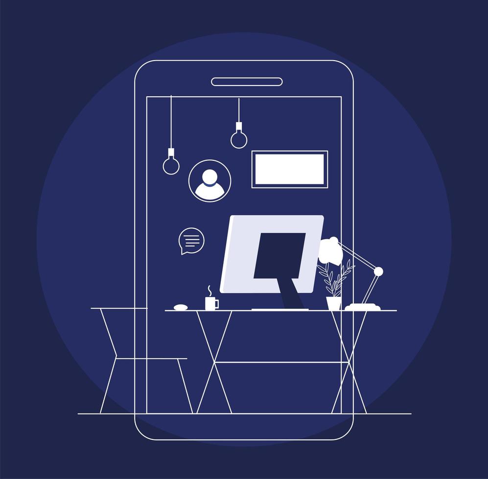 office furniture workspace, work at home vector