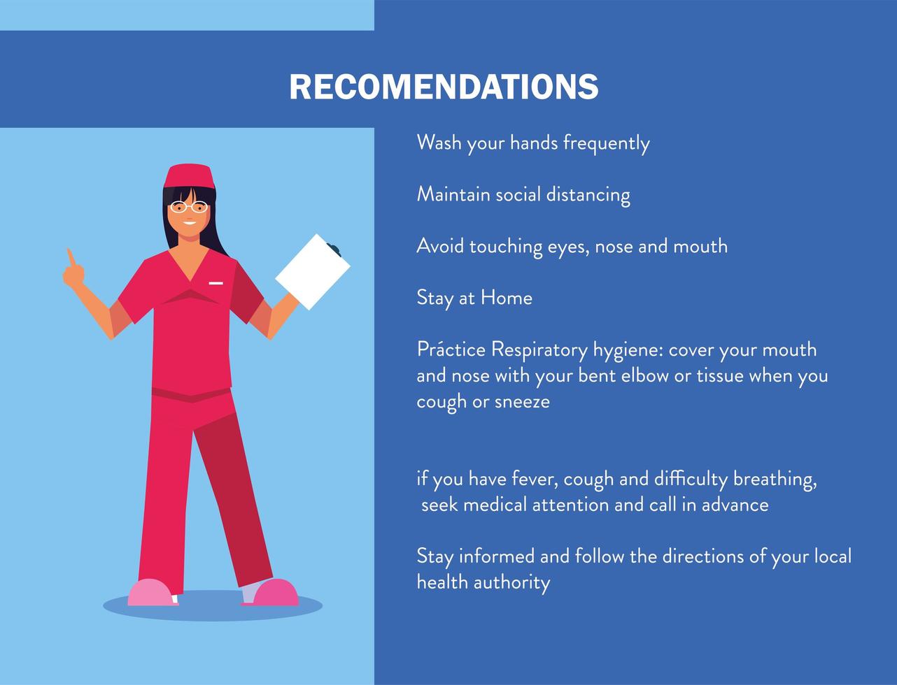 woman doctor explain Infographics how prevent the spread of covid 19 vector