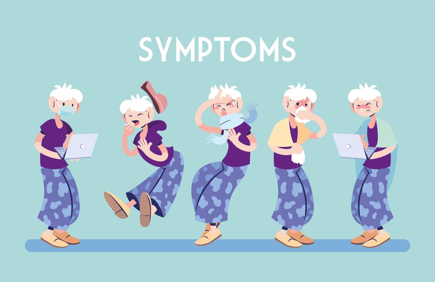 infographic showing incubation and symptoms with icons and infected person vector