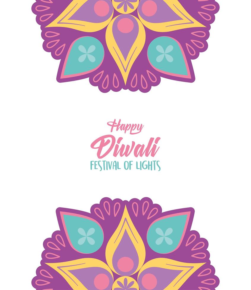 happy diwali festival of lights floral mandala decoration flower, vector design