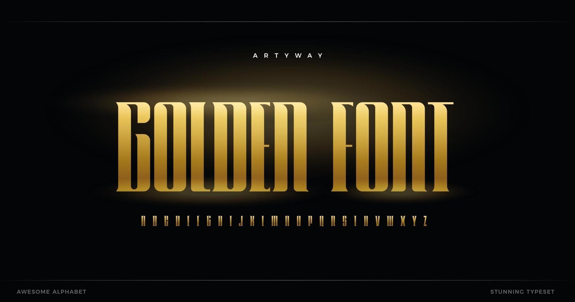Golden luxurious alphabet. Elite and premium style font for logo, elegant monogrm and decorative lettering. Luxury fracture design, vector typographic design