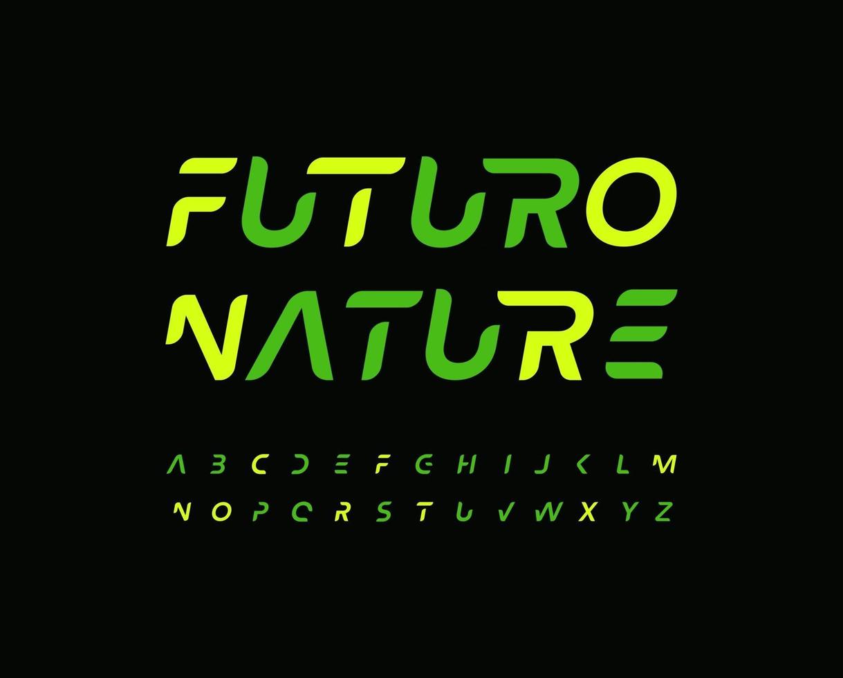 Futuro alphabet letter font. Modern technology logo typography. Minimal futurism vector typographic design. Future type for innovation tech logo, headline, title, monogram, lettering, branding