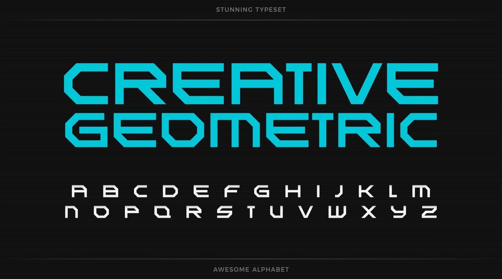 Creative geometric alphabet, futuristic font, robotic type for digital