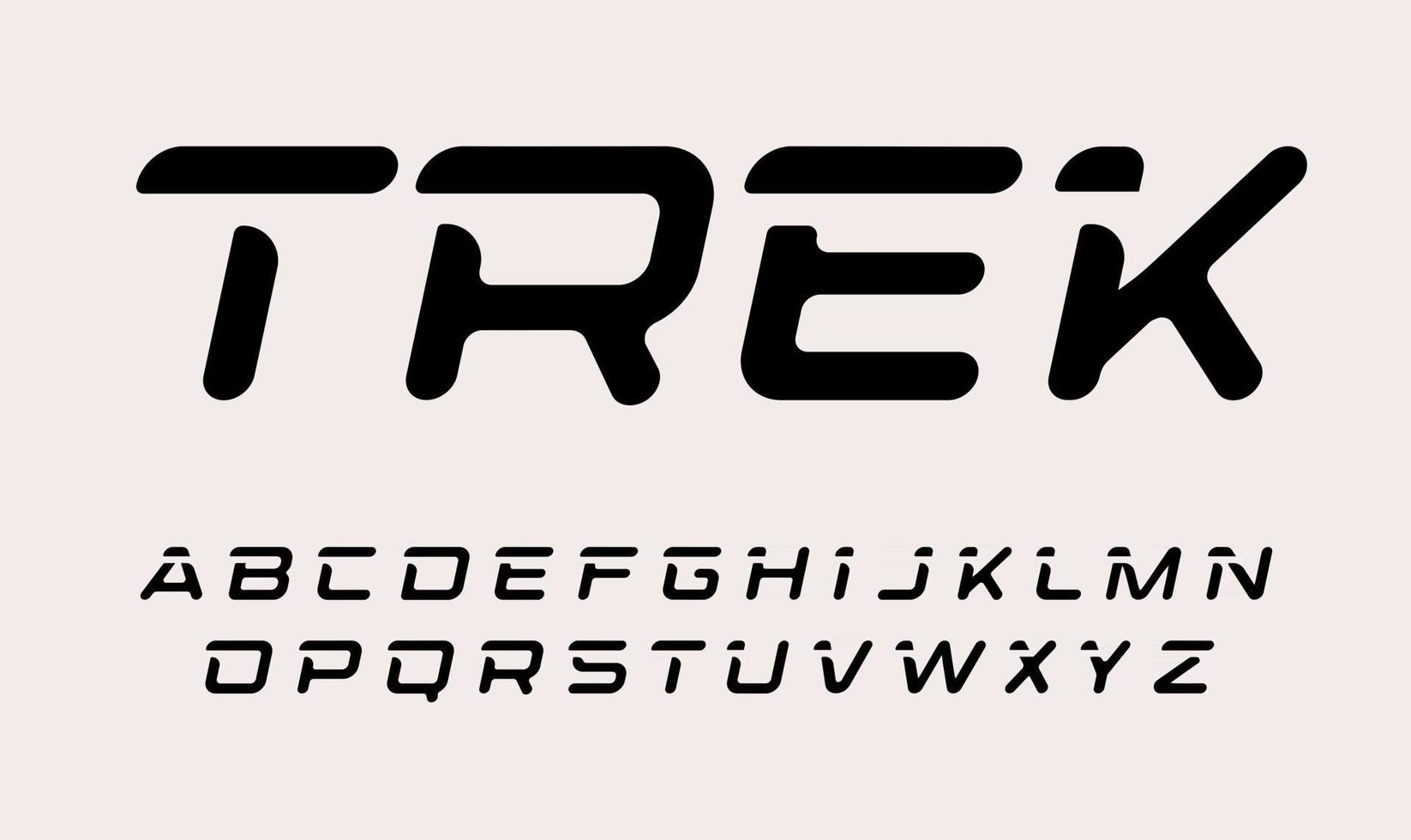 conjunto de letras velo trek. Alfabeto de estilo moderno cursiva dinámica. fuente para eventos deportivos y promociones, logotipos de gimnasios, titular de pancarta y póster, monograma de deportista. diseño de tipografía vectorial. vector