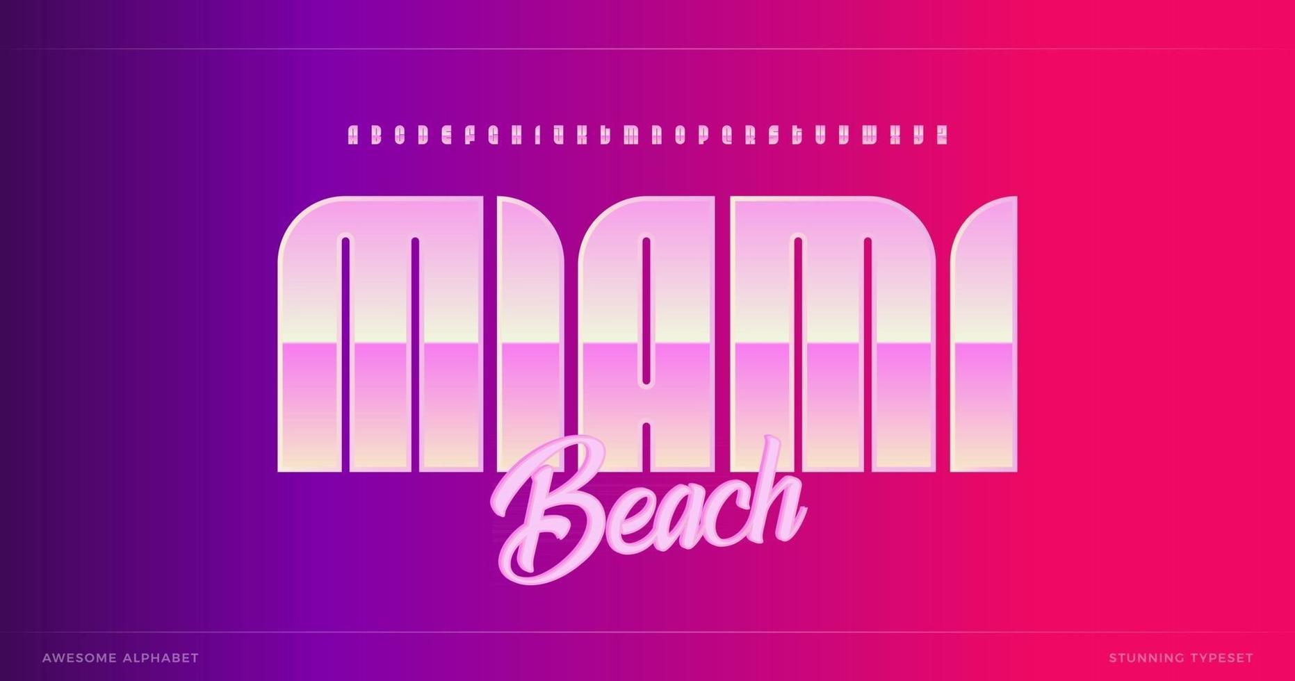 elegante alfabeto moderno. fuente impresionante de Miami, tipo minimalista para logotipo futurista moderno, póster de título, letras creativas y tipografía moderna. letras de estilo minimalista, diseño tipográfico vectorial vector