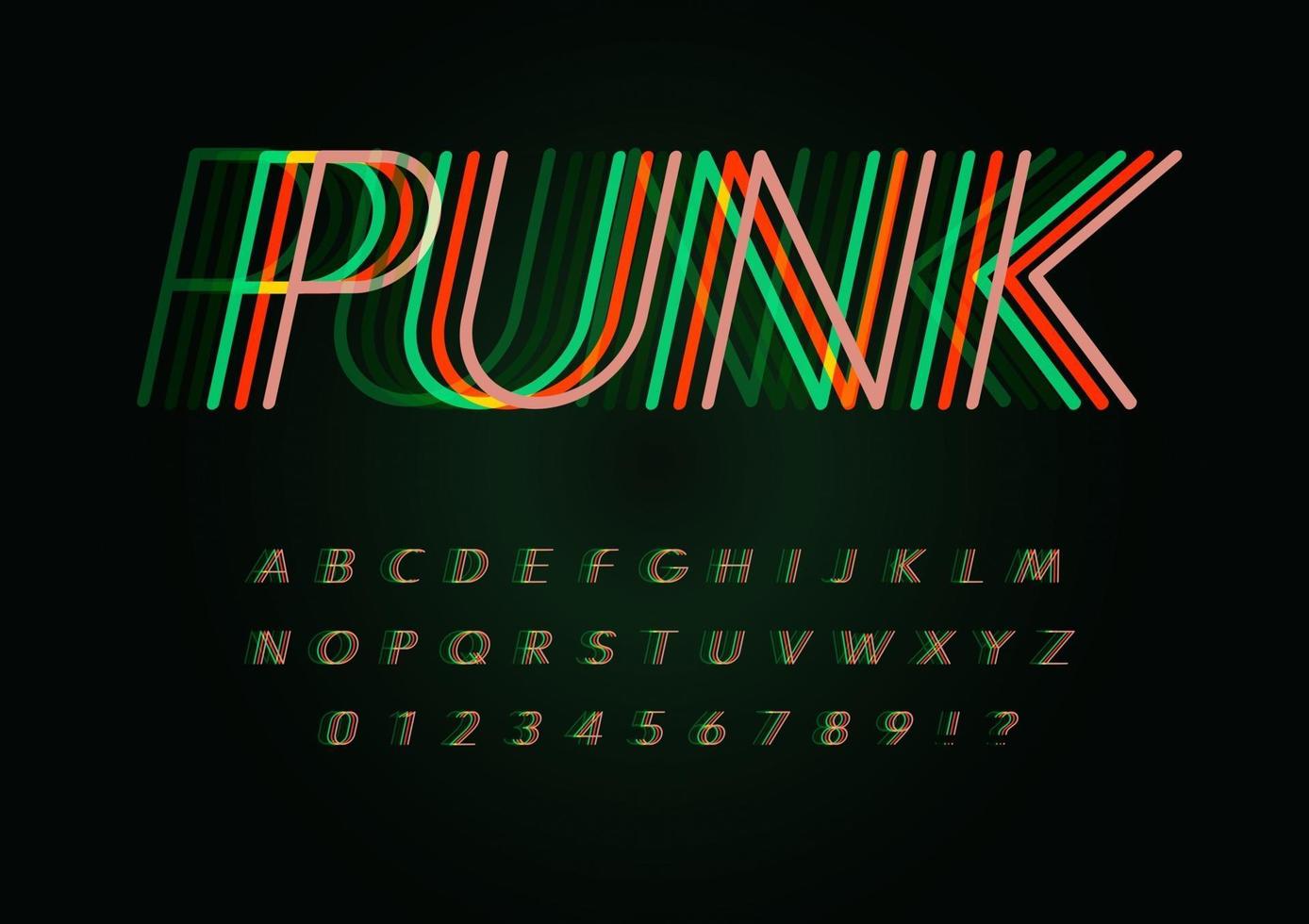 Cyber punk letters and numbers set. Overlay fluorescence colors line style alphabet. Rave vector typeface for led posters, digital ads, future logo, cyber identities, cyber sport events