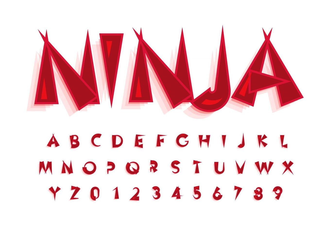 Japanese font letters alphabet, chinese typeset for logo of japanese eat, sushi and rolls, vector typography design.