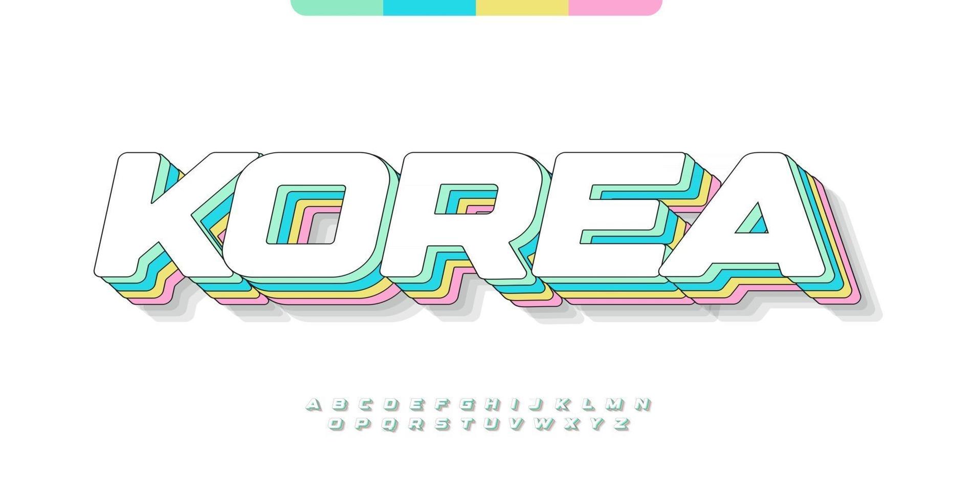 impresionante alfabeto de corea. fuente impresionante de color pastel kawaii. tipografía ancha y en negrita para cómics modernos, logotipos, titulares, letras creativas. estilo minimalista sin letras expandidas, diseño tipográfico vectorial vector