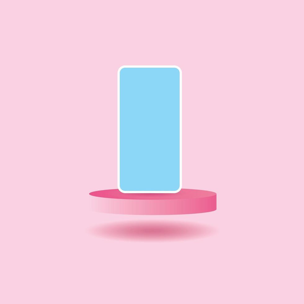 pantalla de maqueta en blanco rosa con teléfono inteligente vector