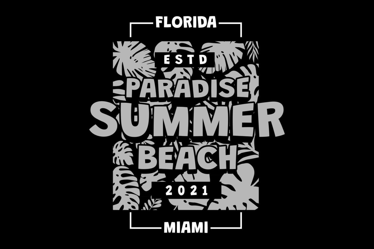 camiseta paraíso verano playa miami florida retro estilo vintage vector