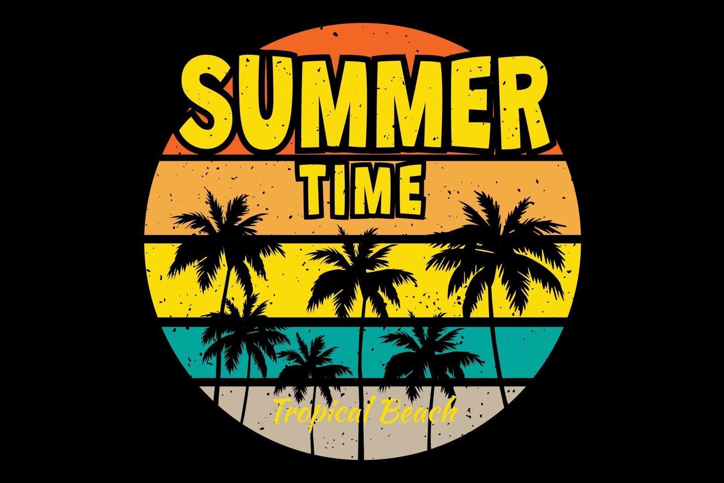 T-shirt summer time tropical beach retro vintage style vector