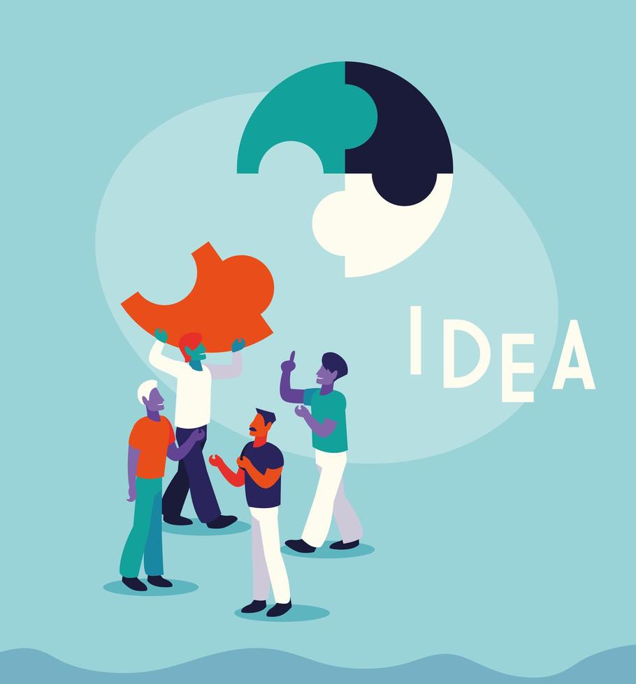 empresarios con etiqueta de idea, personas e ideas. vector