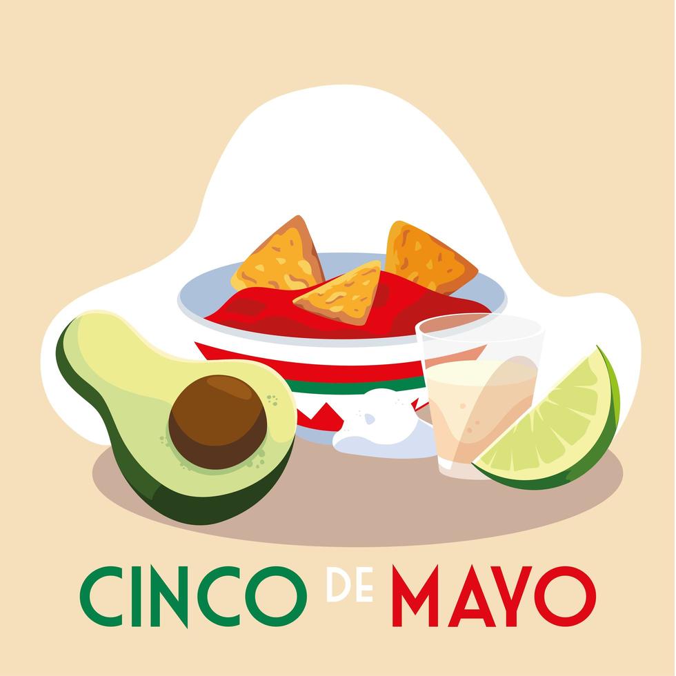 card holiday cinco de mayo with food mexican vector