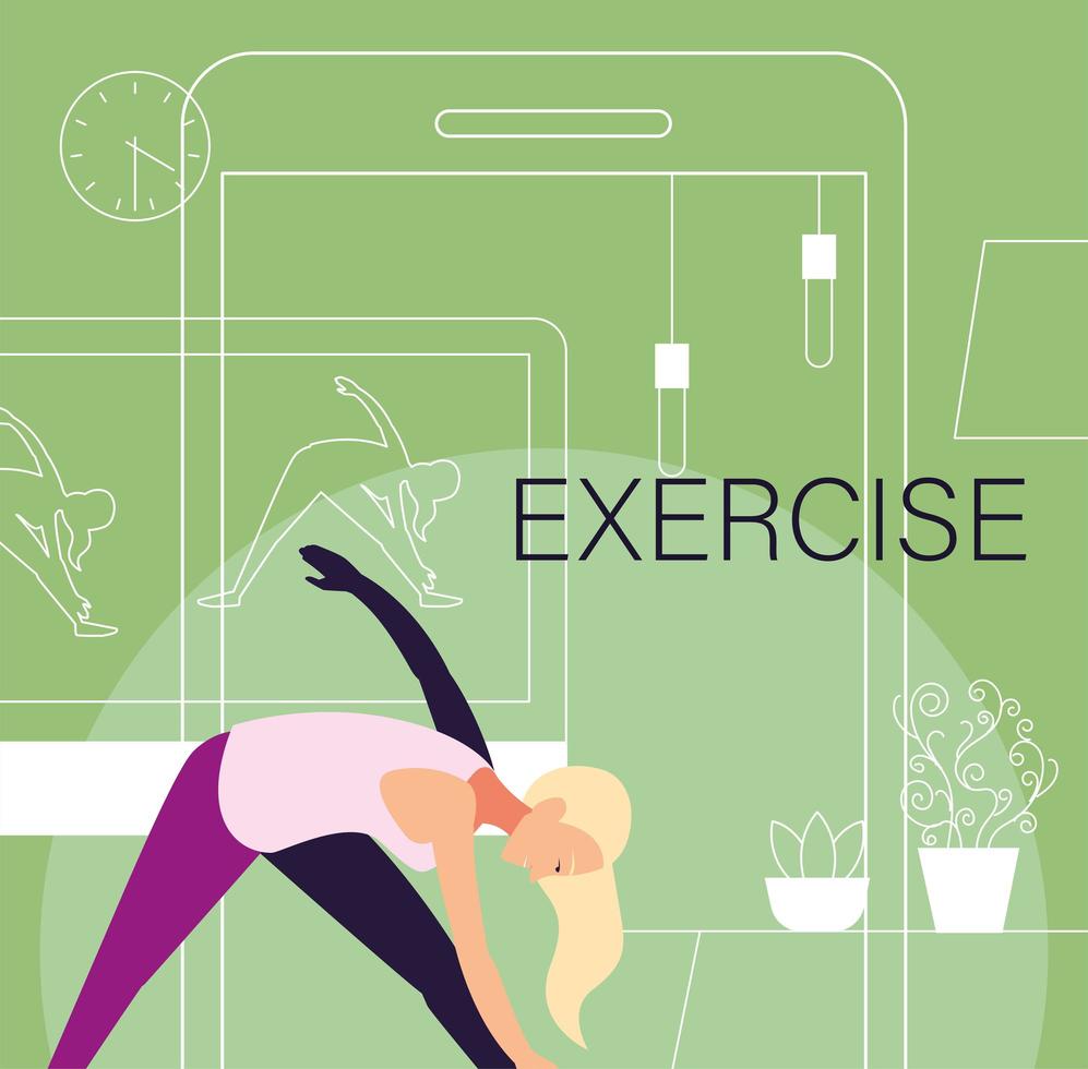 woman out doing exercises at home vector