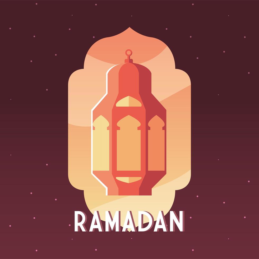illuminated lamp with label ramadan vector