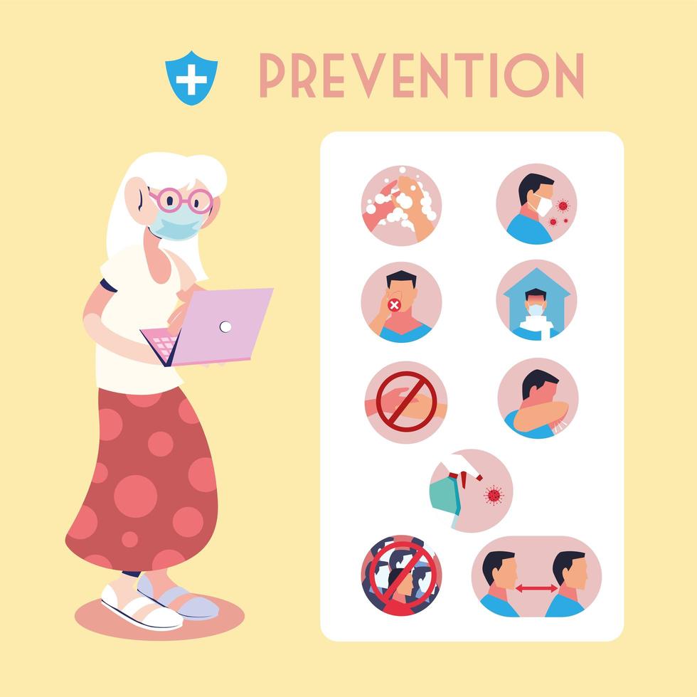 infographic with preventions steps to protection of coronavirus vector