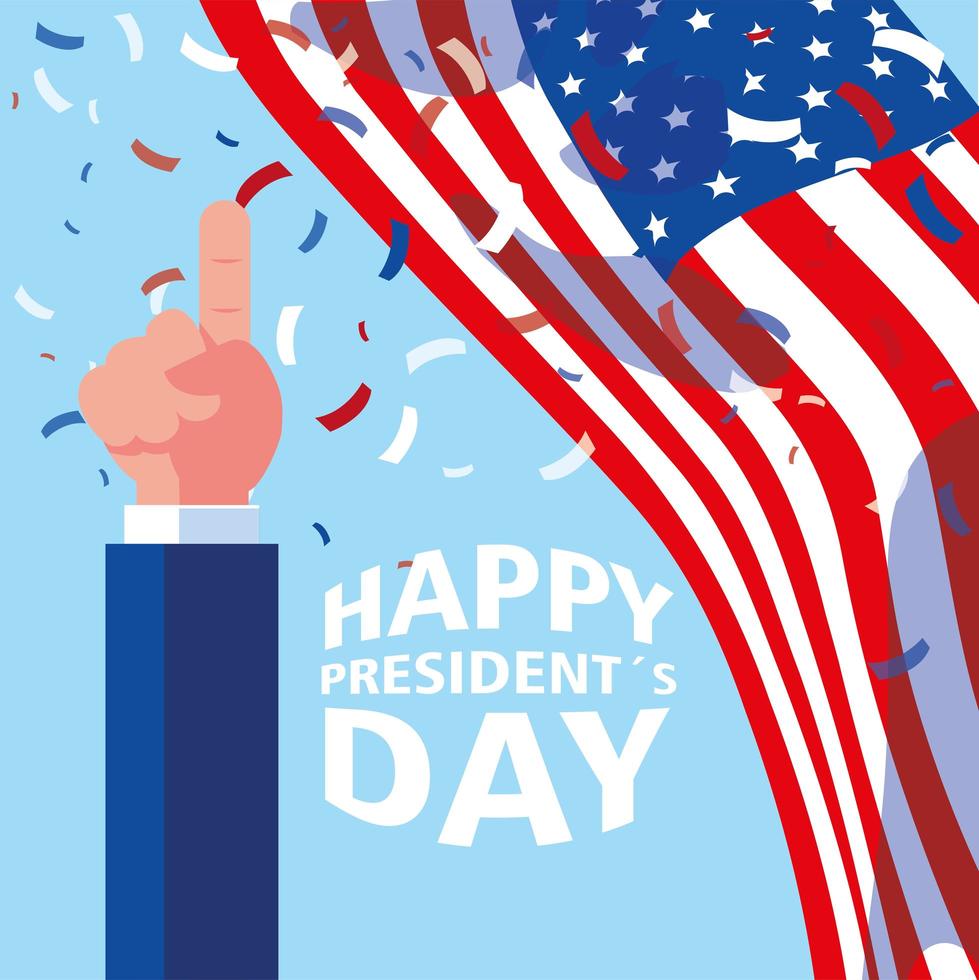 celebración de los estados unidos de américa, etiqueta feliz dia del presidente, tarjeta de felicitación vector