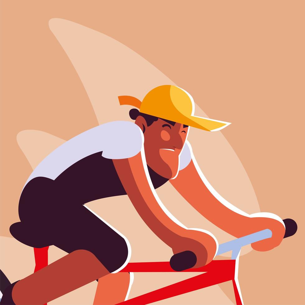 man with bicycle, man with healthy lifestyle vector