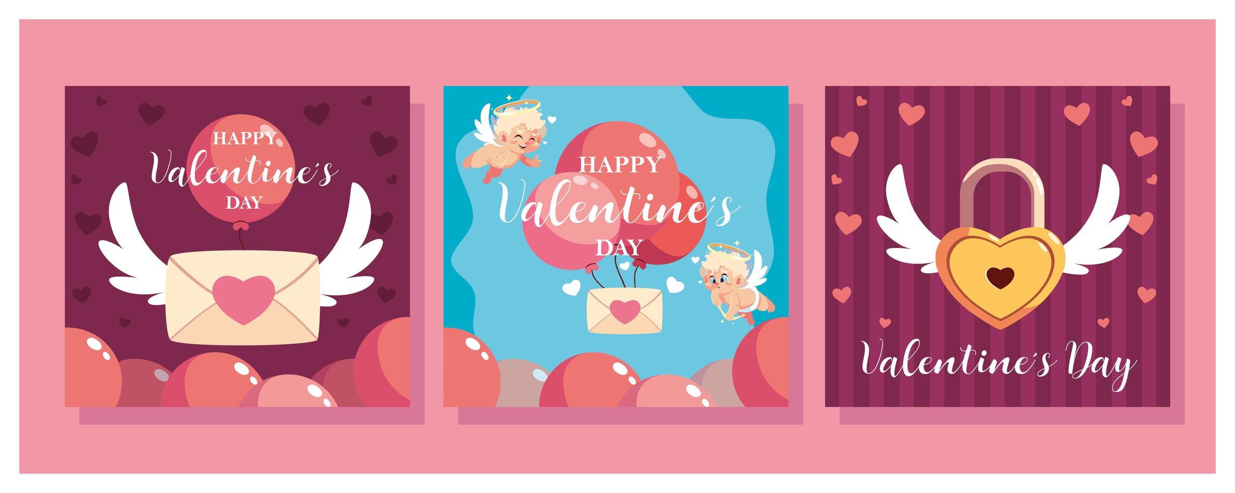 conjunto de tarjetas para el día de san valentín vector