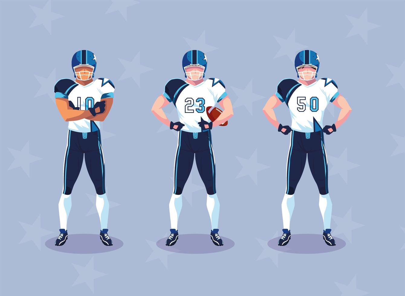 deportistas con uniforme, jugadores del equipo masculino de fútbol americano vector