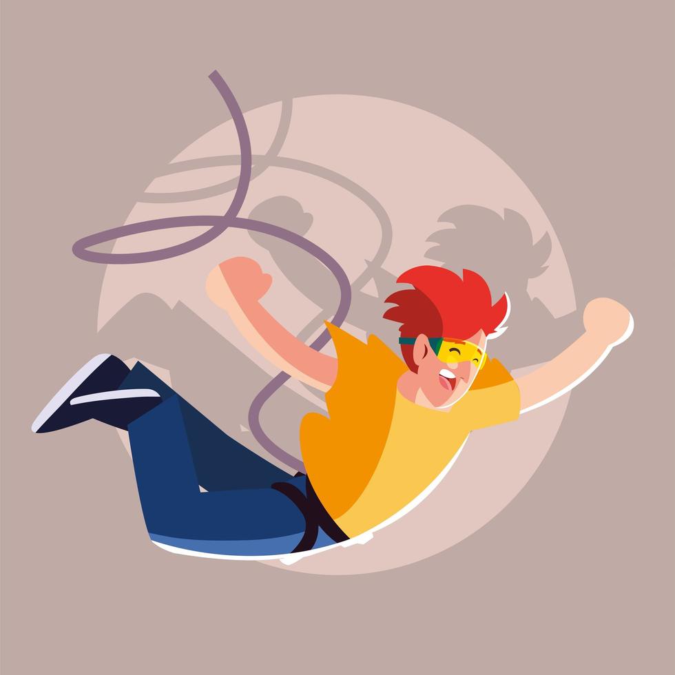 hombre saltando con una cuerda, deporte extremo vector