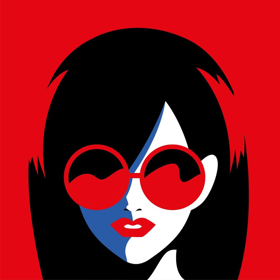 Retrato de mujer joven abstracta con gafas de sol vector