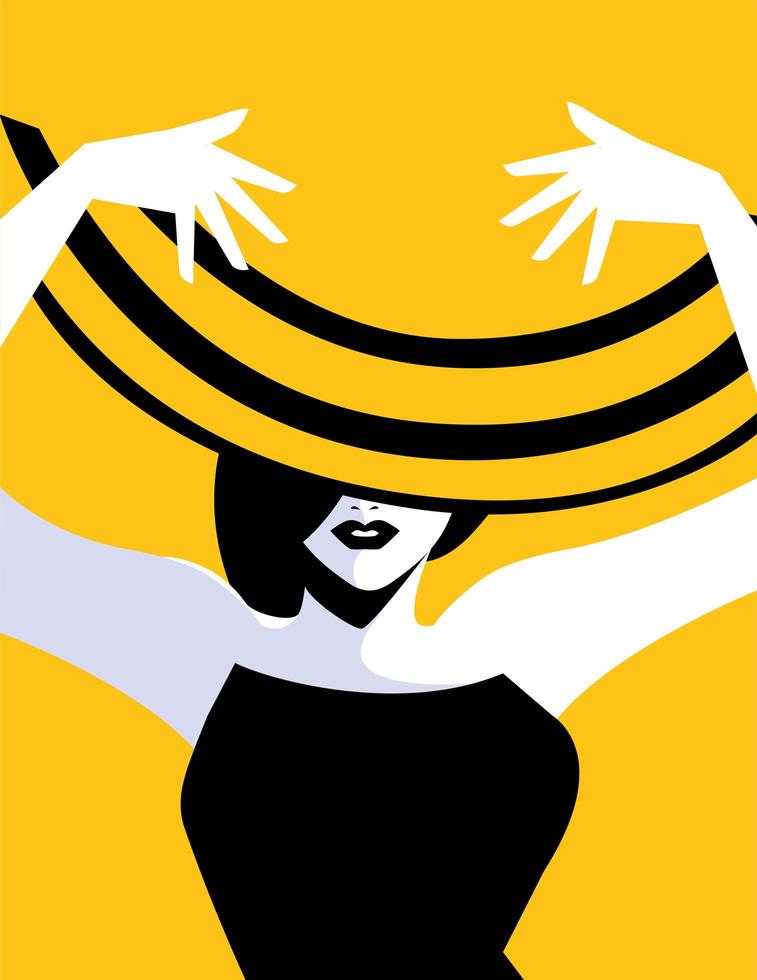 portrait of abstract young woman with hat vector