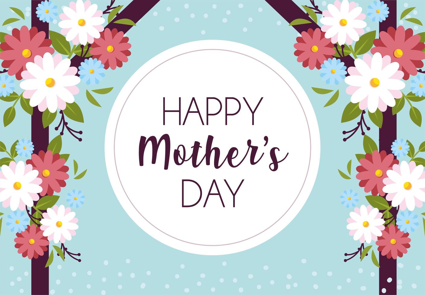 label happy mothers day and flower frame vector