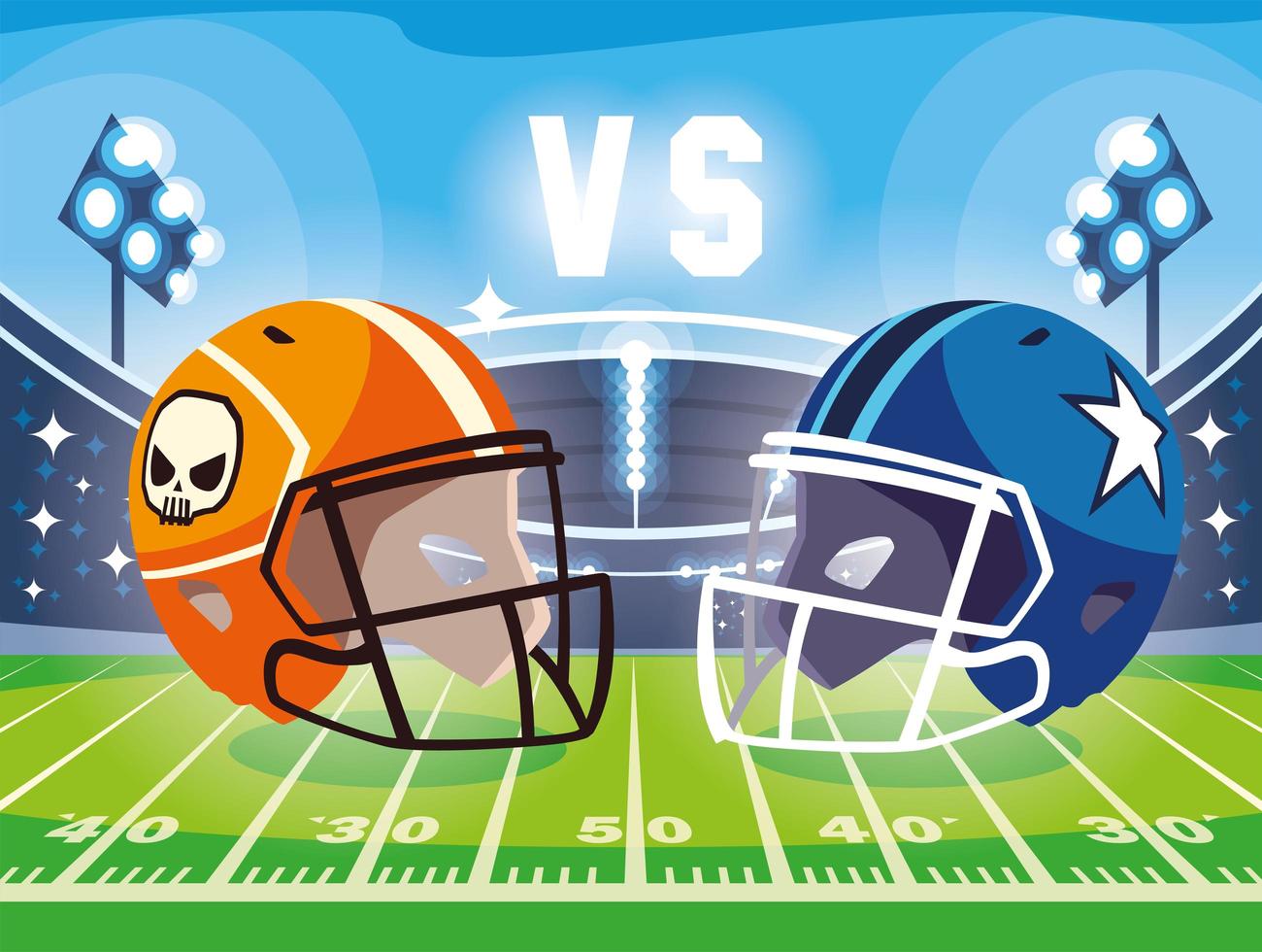 football stadium with helmets, super bowl vector