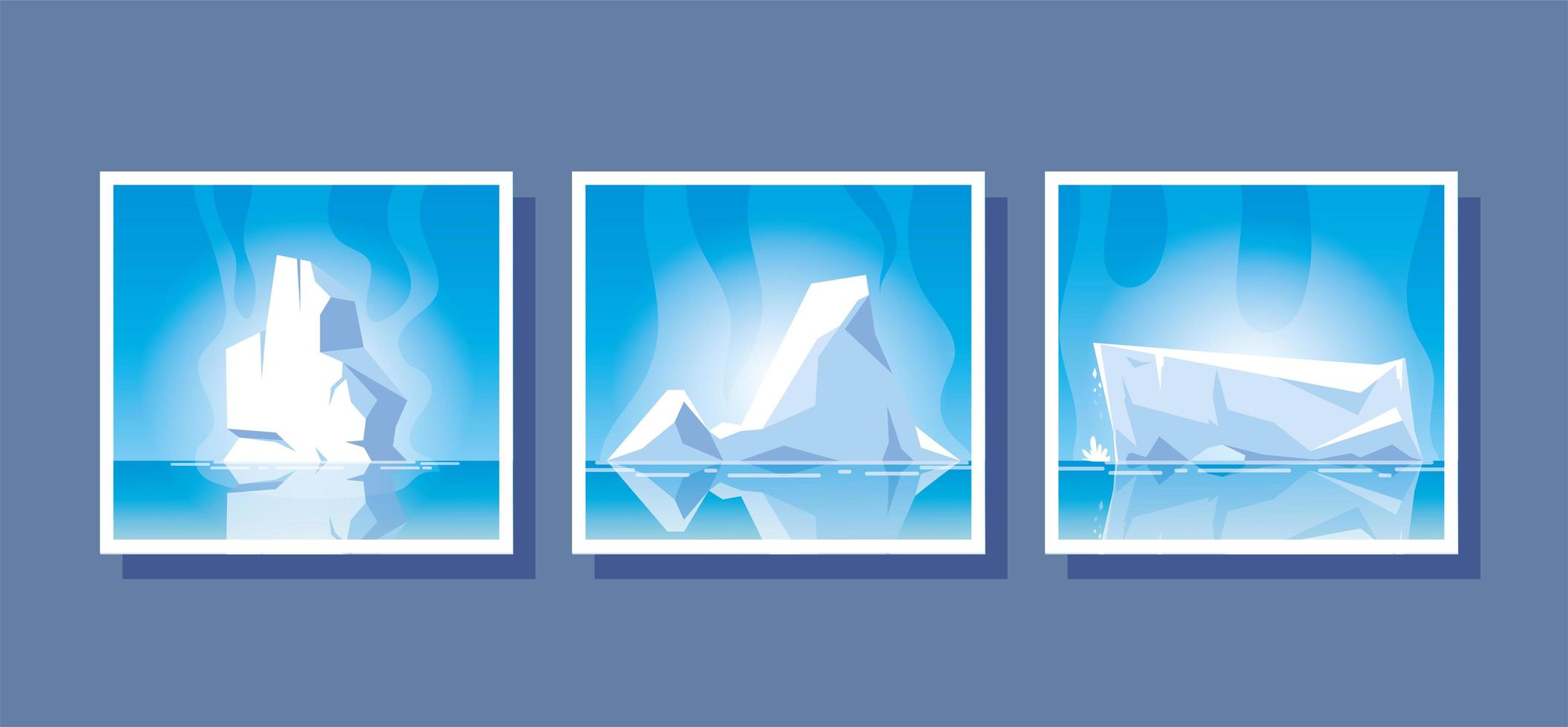 set of iceberg or drifting arctic glacier vector