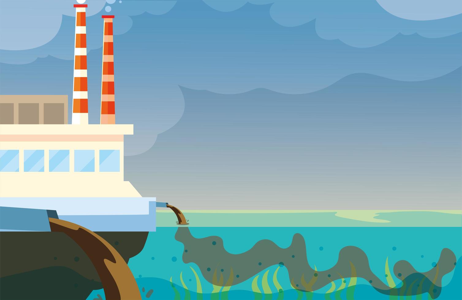 industrial smoke clouds, environmental pollution industrial vector