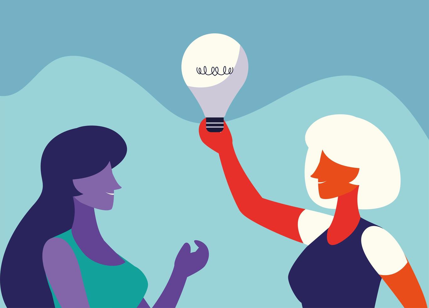 businesswomen with light bulb, people and ideas vector