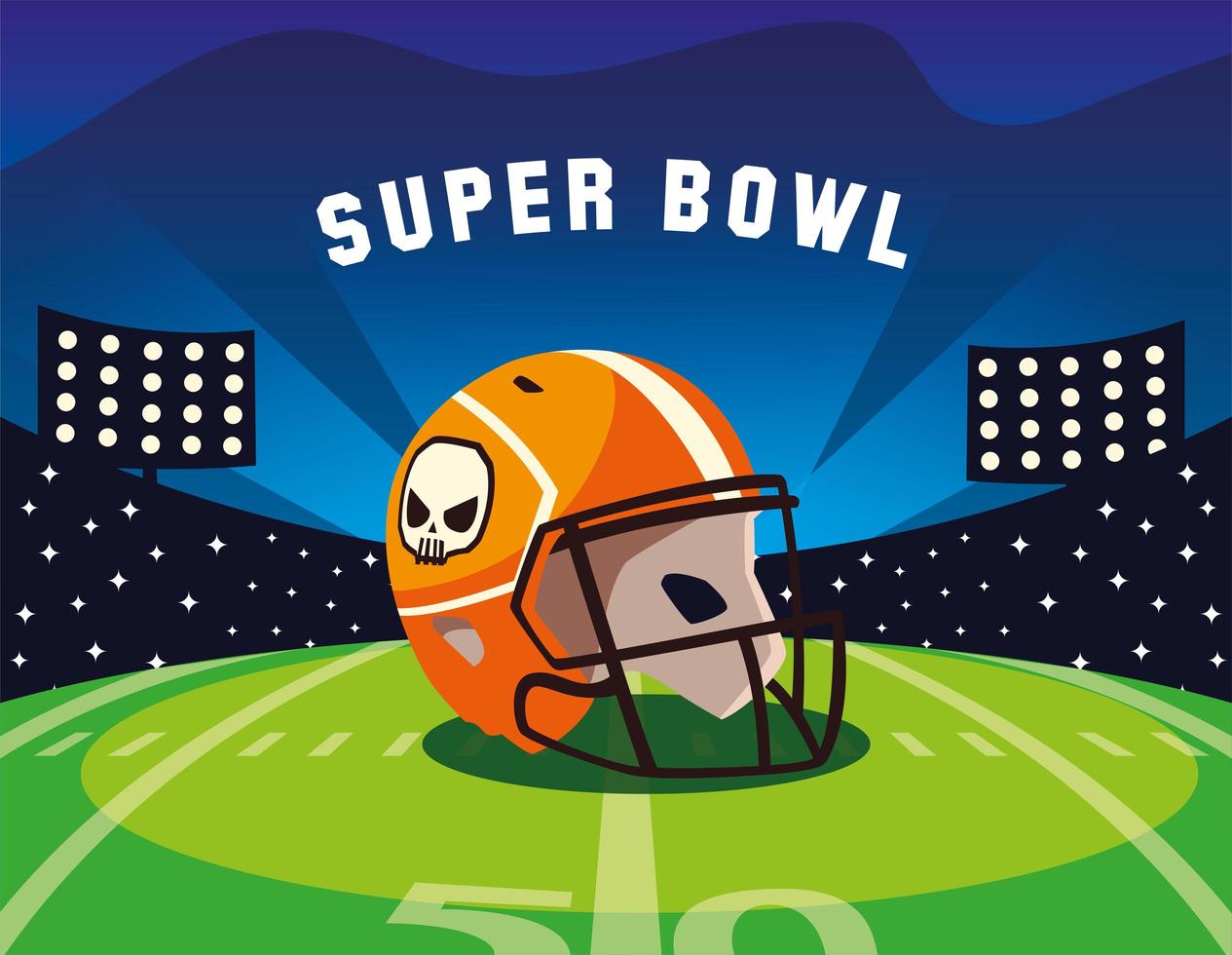 Super Bowl Label With Football Stadium And Helmet Vector Art At Vecteezy