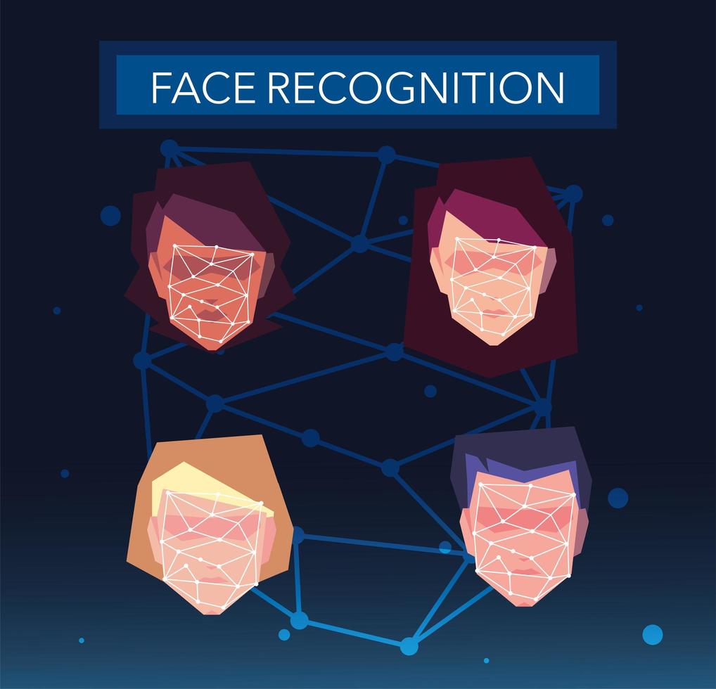 recognition of the people face, digital face identification vector