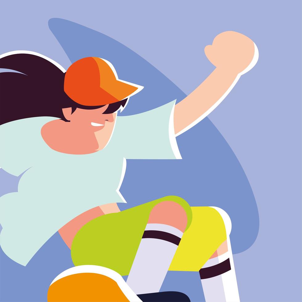 young man riding a skateboard vector