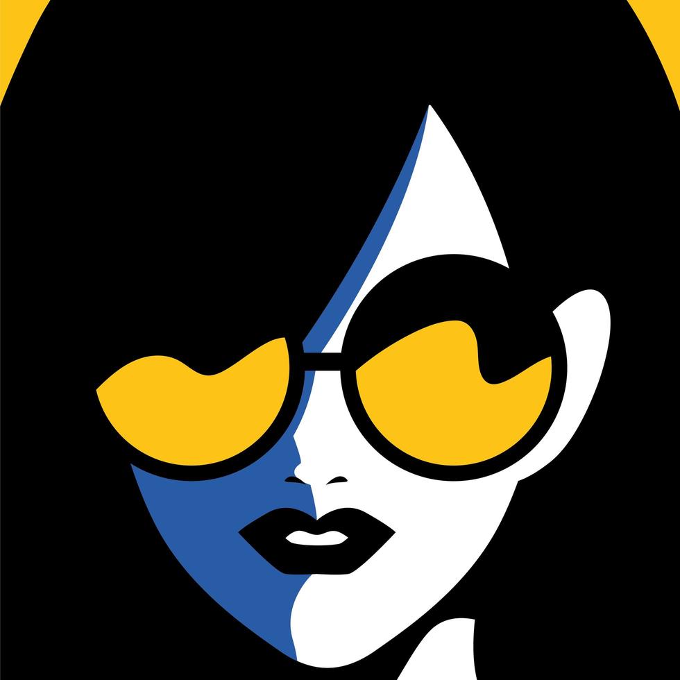 Retrato de mujer joven abstracta con gafas de sol vector