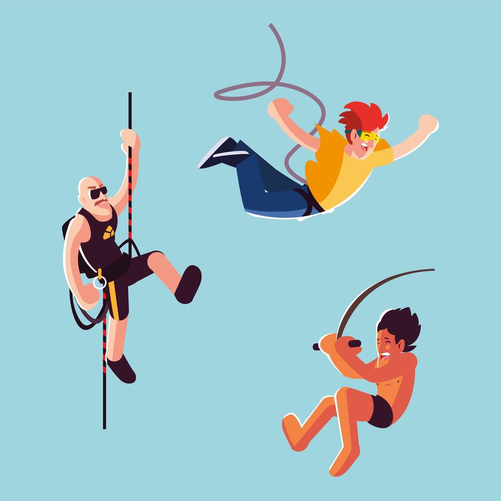 set of icons with people in sports activities vector