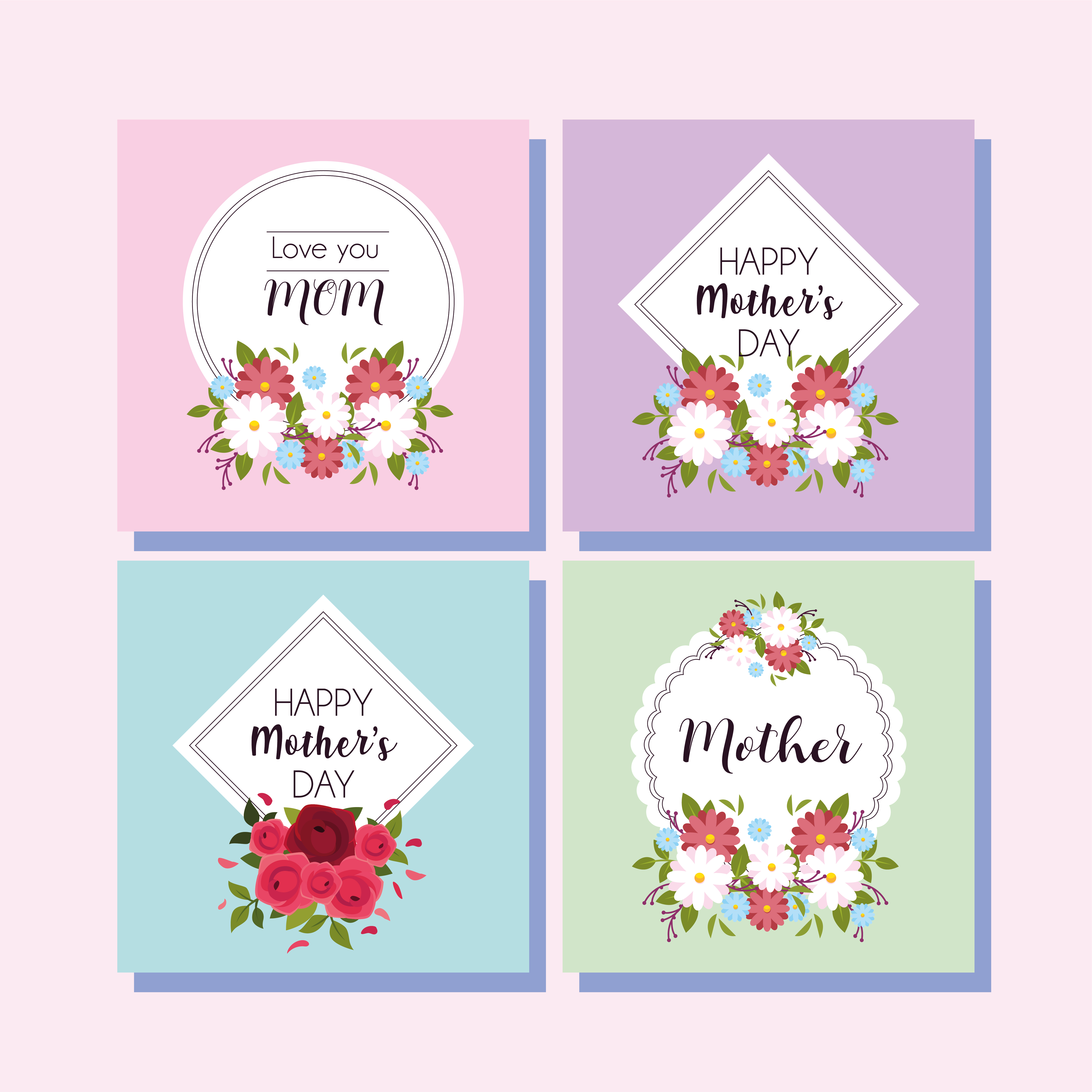 set of cards with label happy mothers day 2677292 vector art at vecteezy