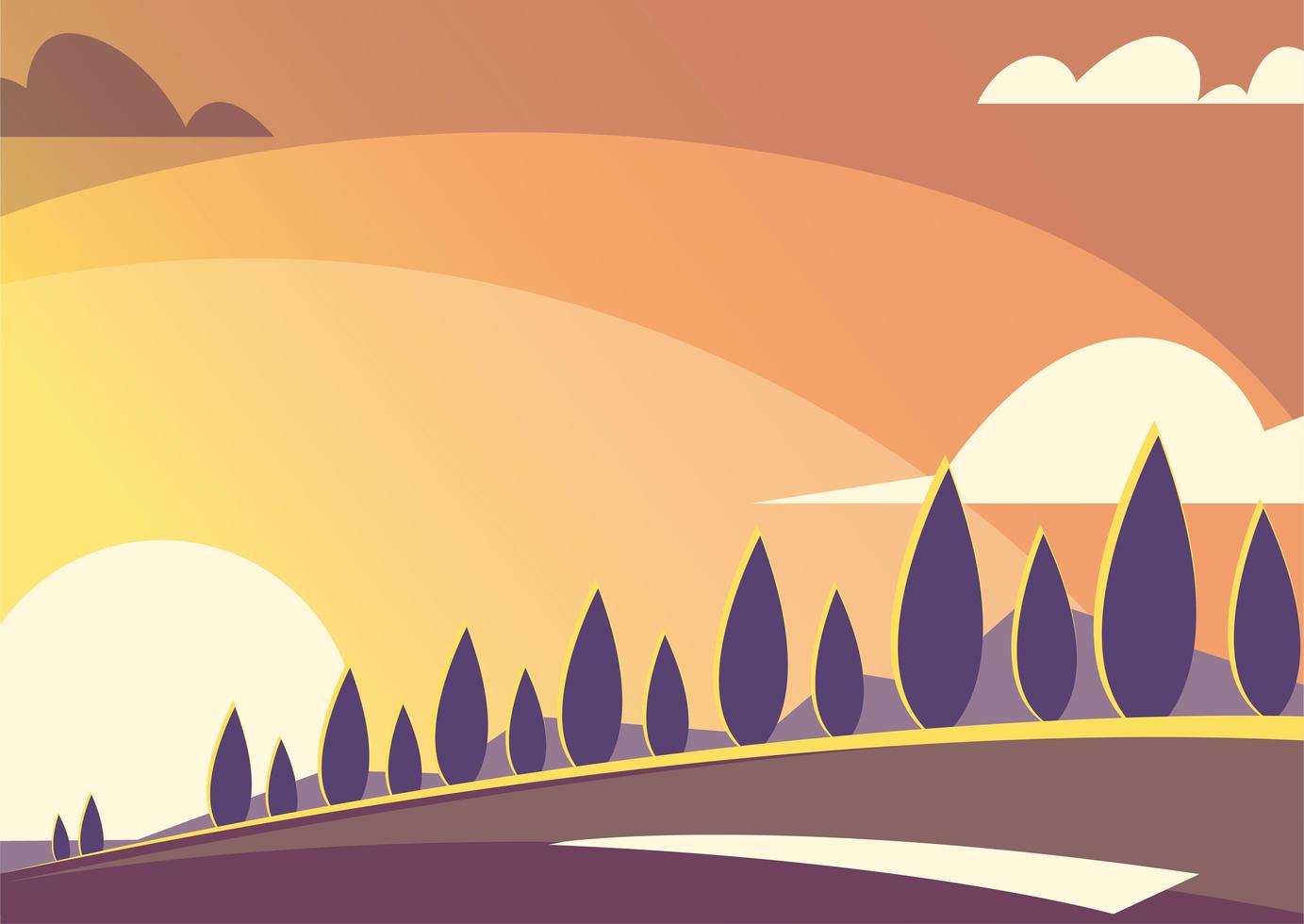 nature landscape with beautiful sunset vector