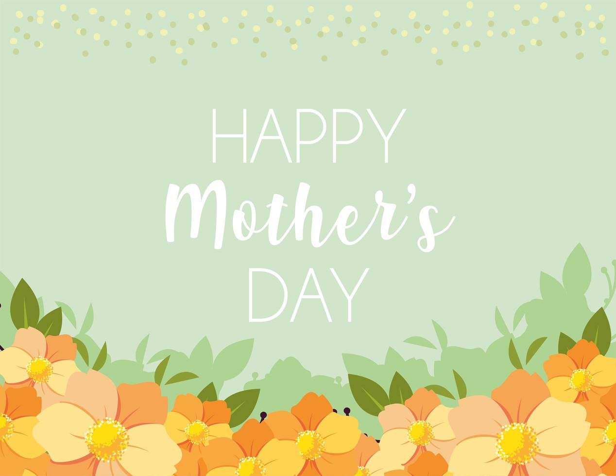 beautiful greeting card with label happy mothers day vector