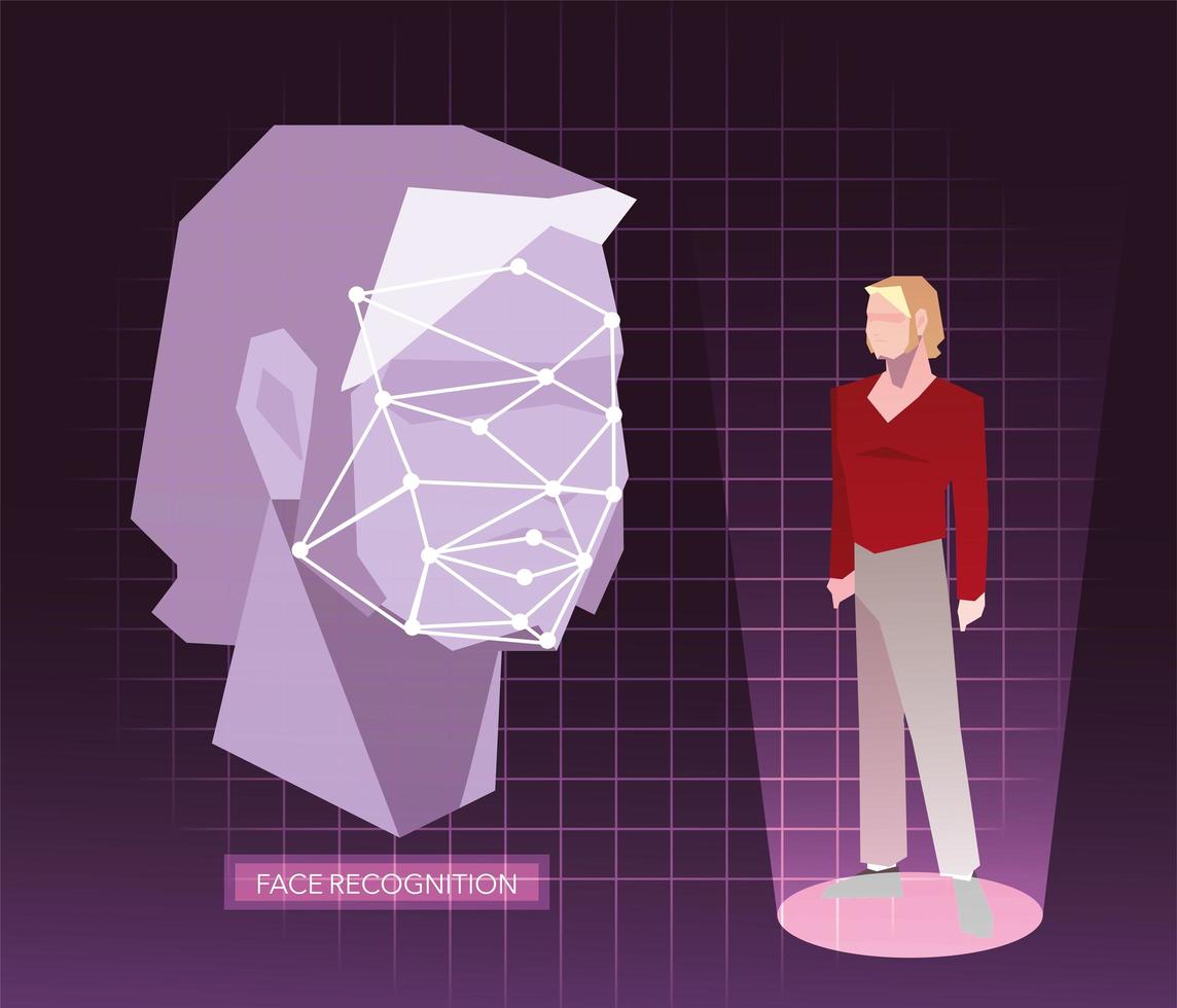 recognition of the man face, digital face identification vector