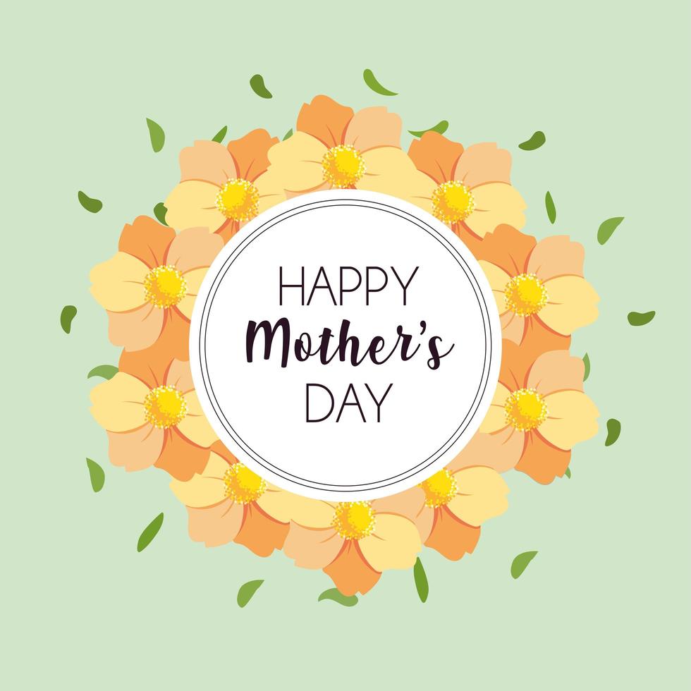 label happy mothers day and flower frame vector