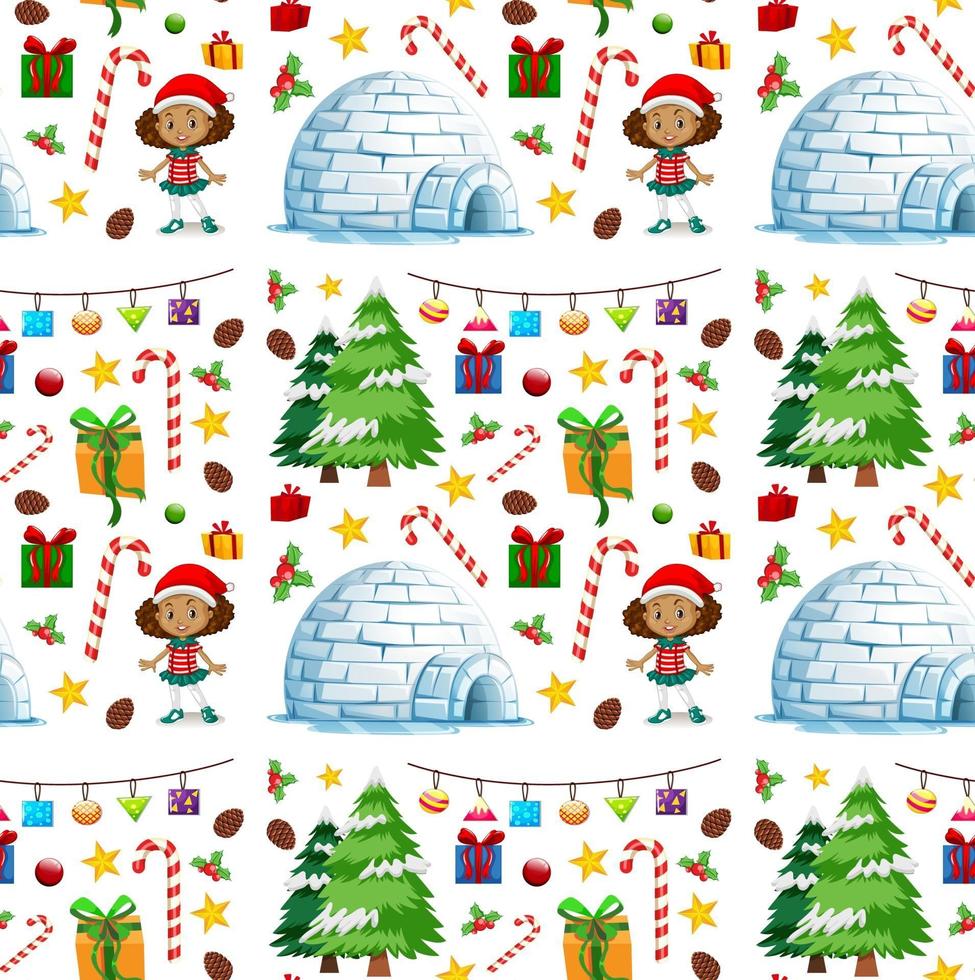 Seamless pattern with Christmas elements on white background vector