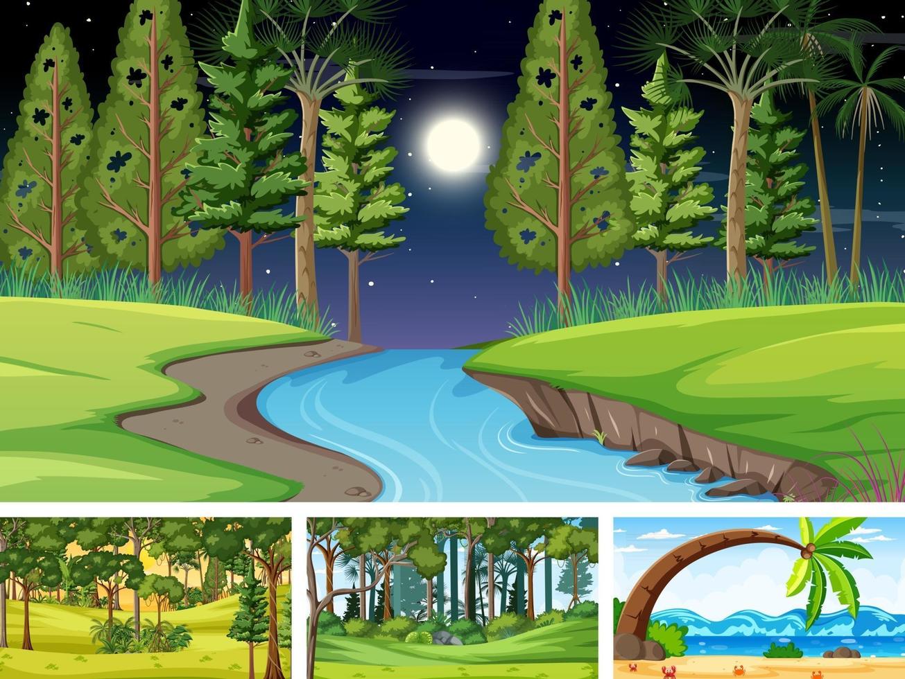 Different nature horizontal scenes vector