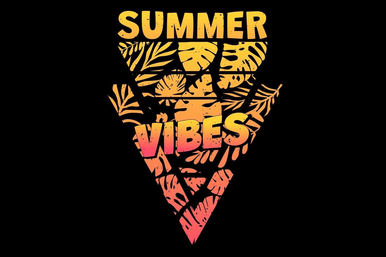 T-shirt summer vibes paradise leaf retro vintage style vector