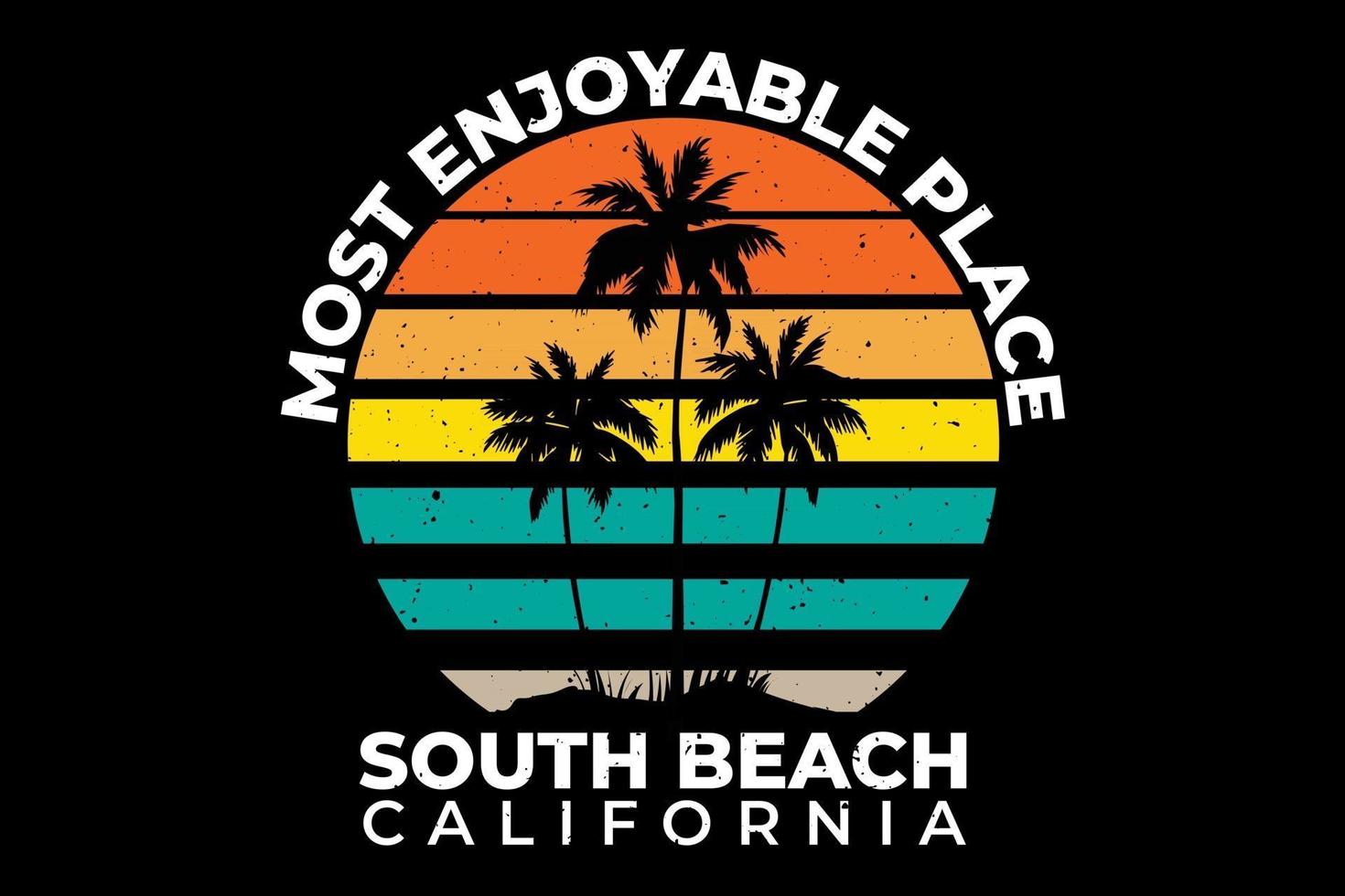 T-shirt south beach california sunset retro style vintage vector