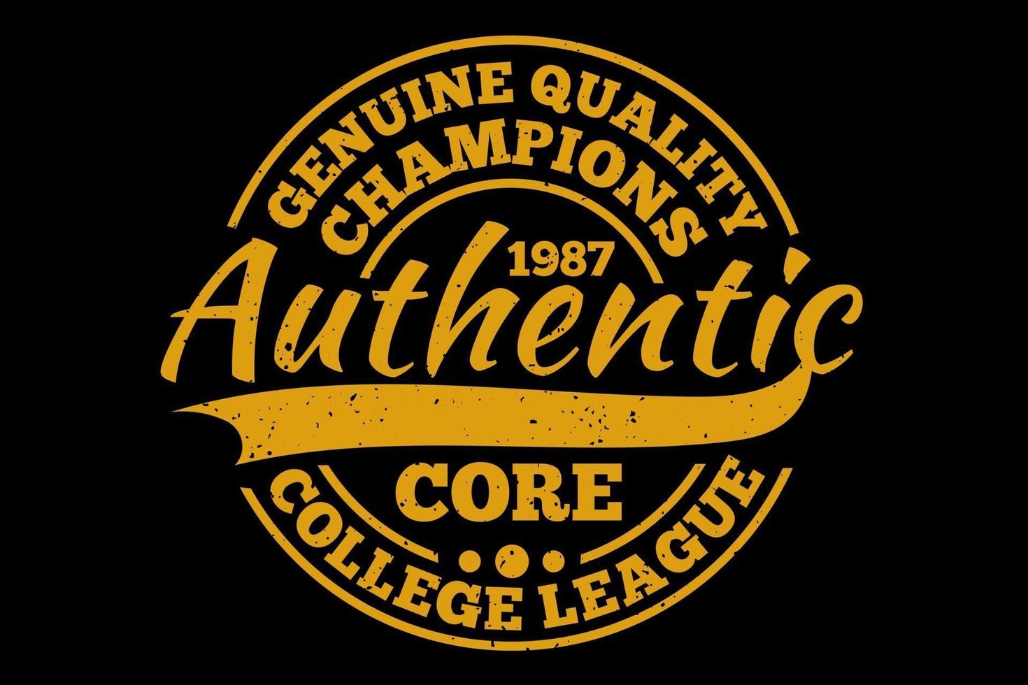 camiseta tipografía campeones auténticos core college league estilo vintage vector