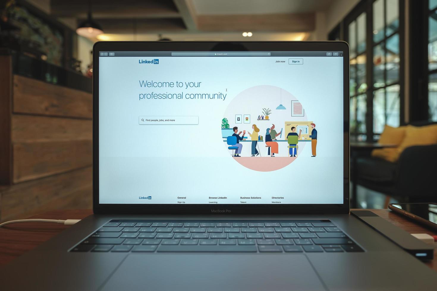 Chiang Mai, Thailand 2019-  Macbook Pro with LinkedIn website on the screen photo