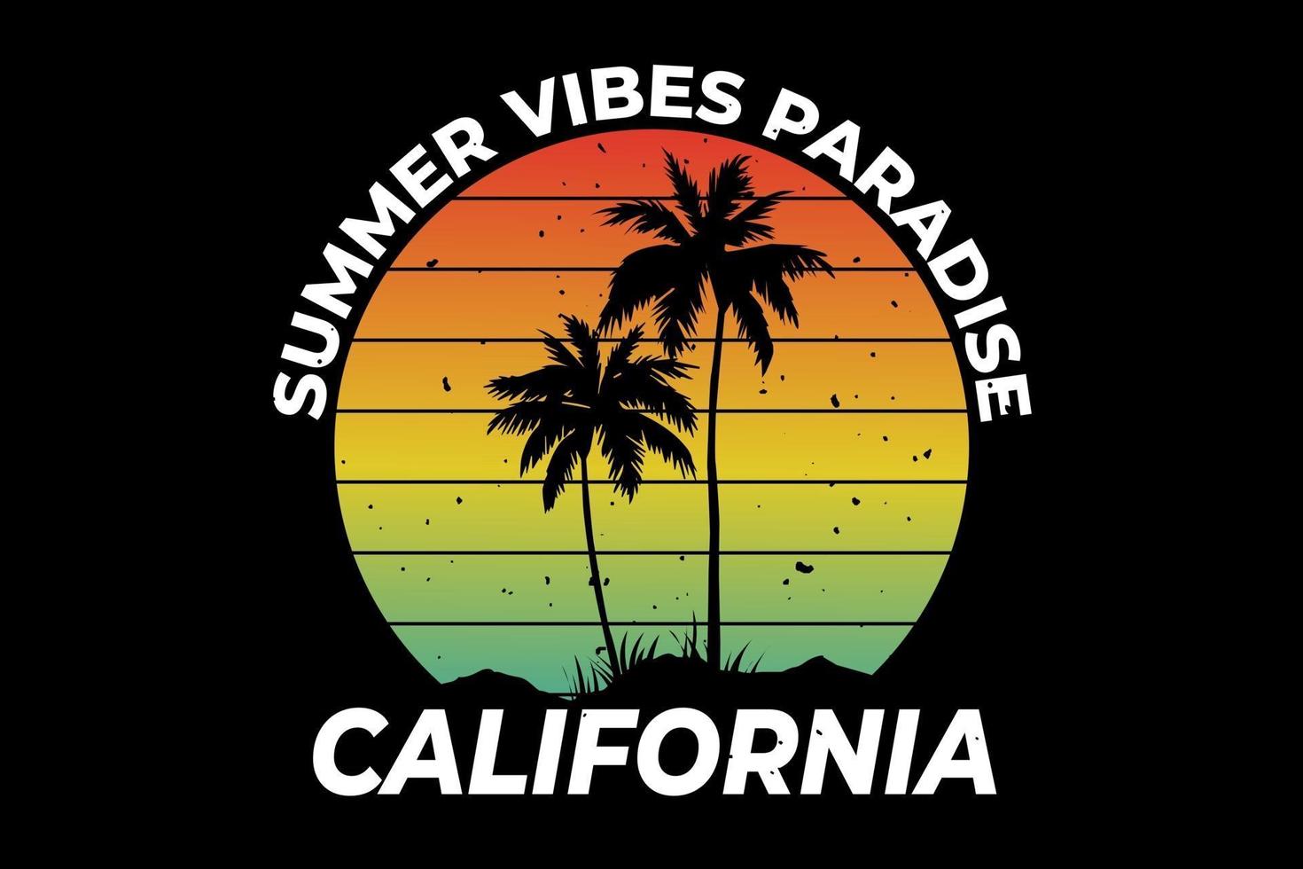 camiseta california summer vibes paraíso estilo retro vector